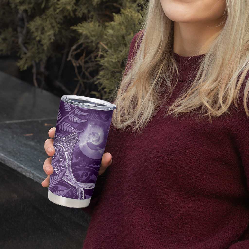 New Zealand Matariki Tumbler Cup Maori Koru With Humpback Whale Purple