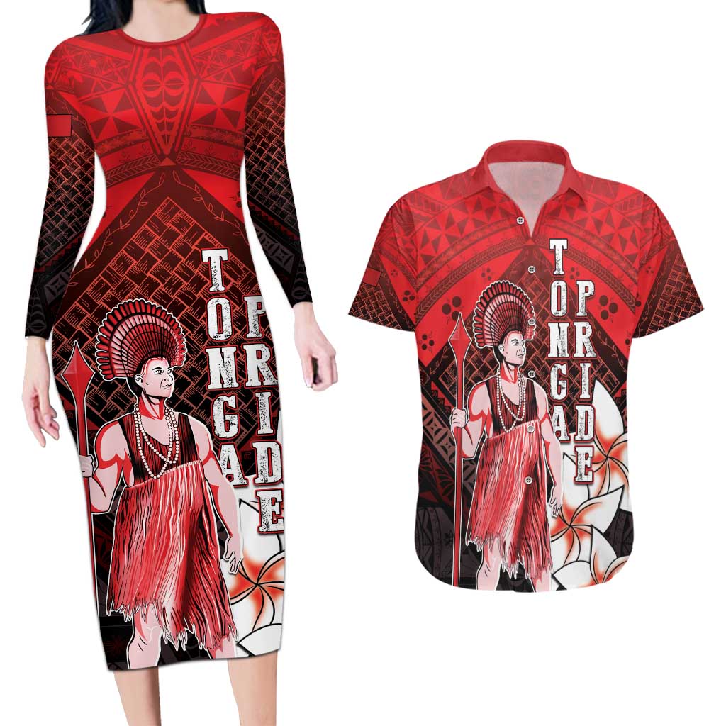 The First King Of Tonga Couples Matching Long Sleeve Bodycon Dress and Hawaiian Shirt Tongan Pride