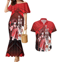 The First King Of Tonga Couples Matching Mermaid Dress and Hawaiian Shirt Tongan Pride LT05 Red - Polynesian Pride