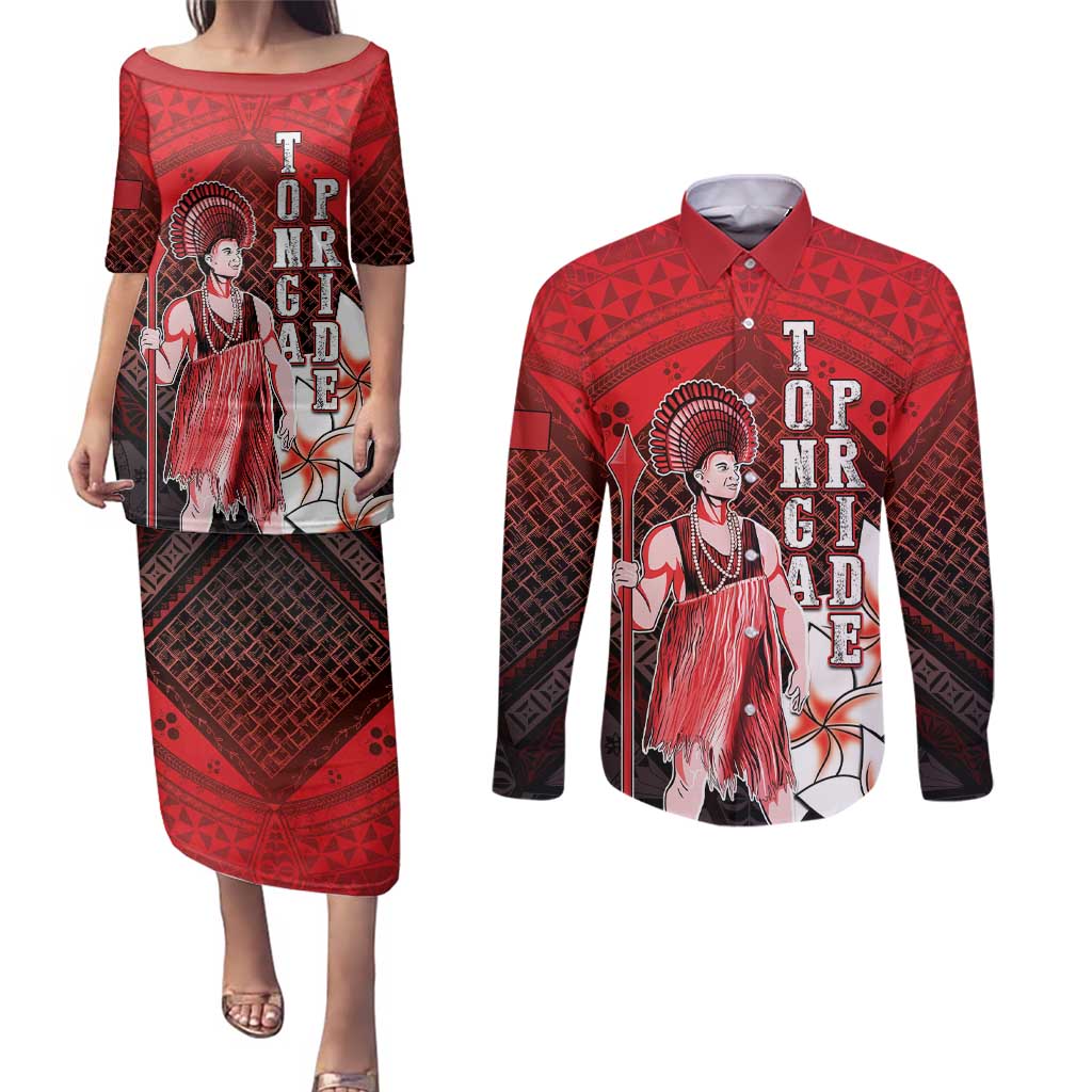 The First King Of Tonga Couples Matching Puletasi and Long Sleeve Button Shirt Tongan Pride