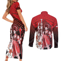The First King Of Tonga Couples Matching Short Sleeve Bodycon Dress and Long Sleeve Button Shirt Tongan Pride LT05 - Polynesian Pride