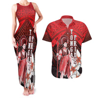 The First King Of Tonga Couples Matching Tank Maxi Dress and Hawaiian Shirt Tongan Pride LT05 Red - Polynesian Pride