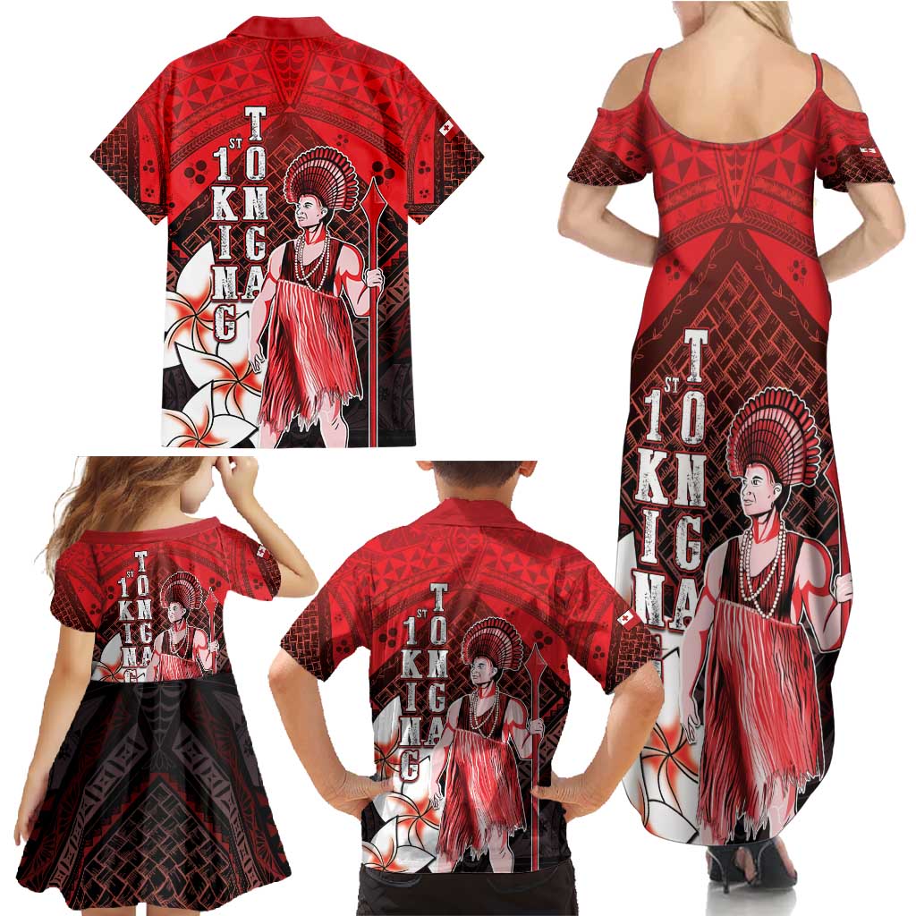The First King Of Tonga Family Matching Summer Maxi Dress and Hawaiian Shirt Tongan Pride