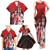 The First King Of Tonga Family Matching Tank Maxi Dress and Hawaiian Shirt Tongan Pride