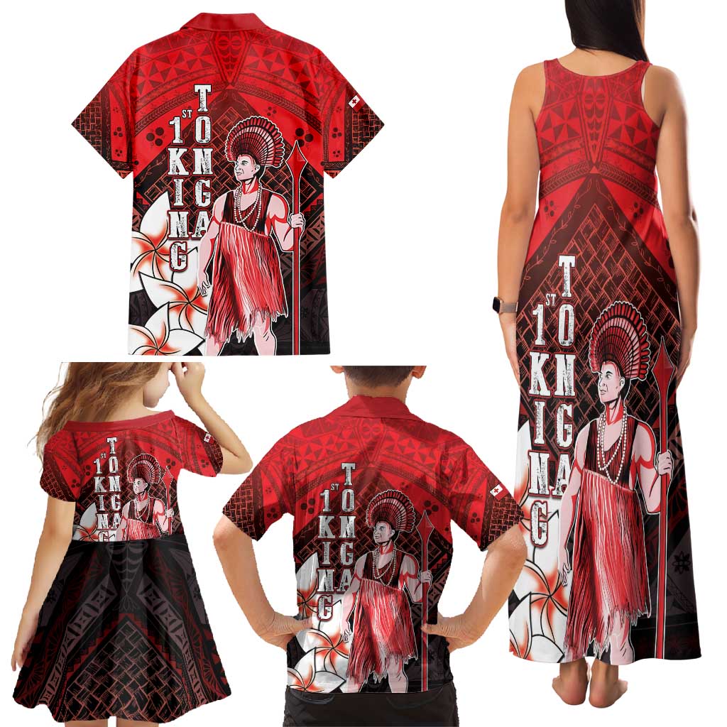 The First King Of Tonga Family Matching Tank Maxi Dress and Hawaiian Shirt Tongan Pride