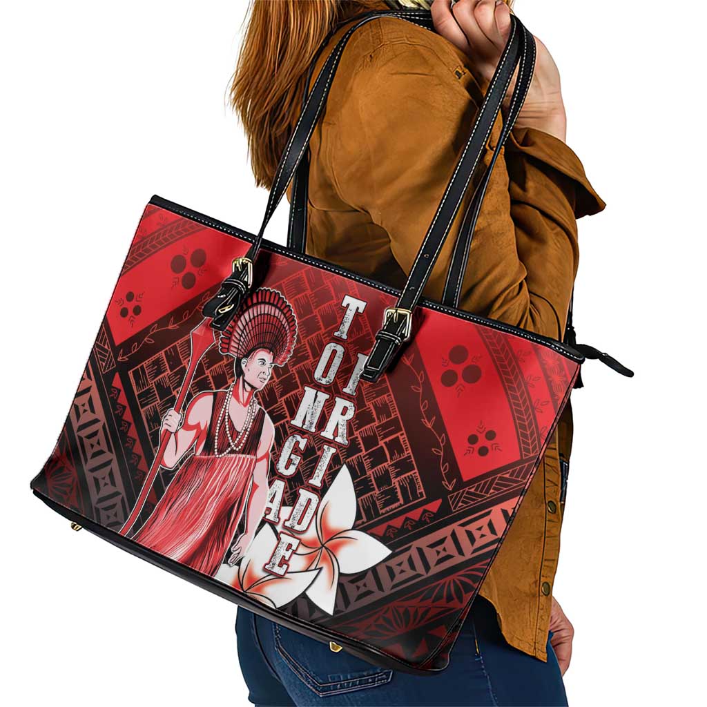 The First King Of Tonga Leather Tote Bag Tongan Pride