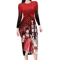 The First King Of Tonga Long Sleeve Bodycon Dress Tongan Pride