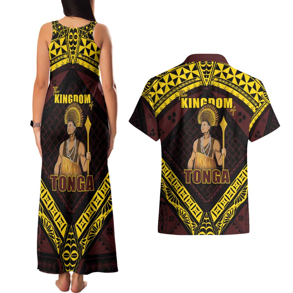 Tonga First King Couples Matching Tank Maxi Dress and Hawaiian Shirt Ahoeitu Know Your Roots LT05 - Polynesian Pride