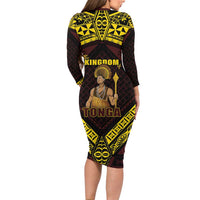 Tonga First King Family Matching Long Sleeve Bodycon Dress and Hawaiian Shirt Ahoeitu Know Your Roots