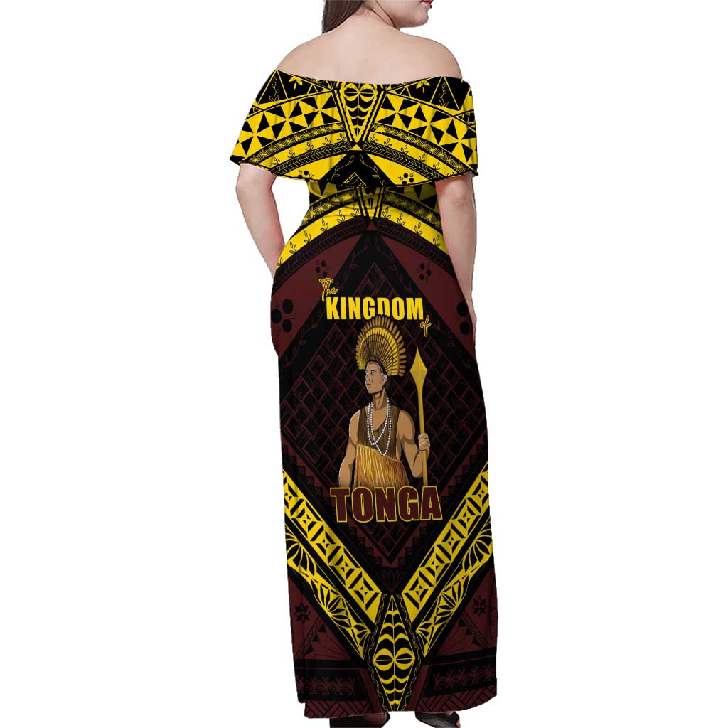 Tonga First King Family Matching Off Shoulder Maxi Dress and Hawaiian Shirt Ahoeitu Know Your Roots