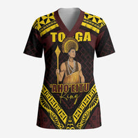Tonga First King Scrub Top Ahoeitu Know Your Roots LT05 Adult Maroon - Polynesian Pride
