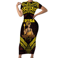 Tonga First King Short Sleeve Bodycon Dress Ahoeitu Know Your Roots