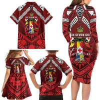 Tonga Emancipation Day Family Matching Long Sleeve Bodycon Dress and Hawaiian Shirt Tongan Kupesi Pattern LT05 - Polynesian Pride