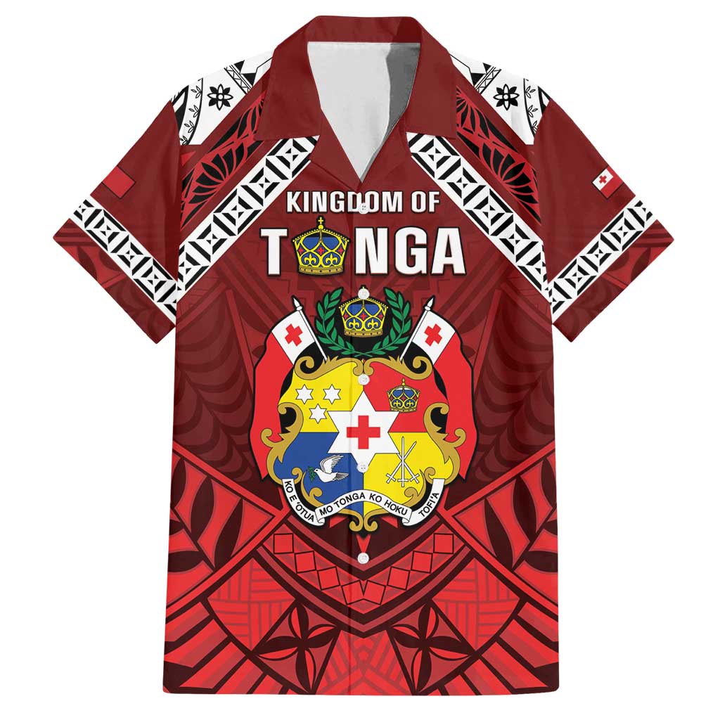 Tonga Emancipation Day Family Matching Long Sleeve Bodycon Dress and Hawaiian Shirt Tongan Kupesi Pattern LT05 Dad's Shirt - Short Sleeve Red - Polynesian Pride