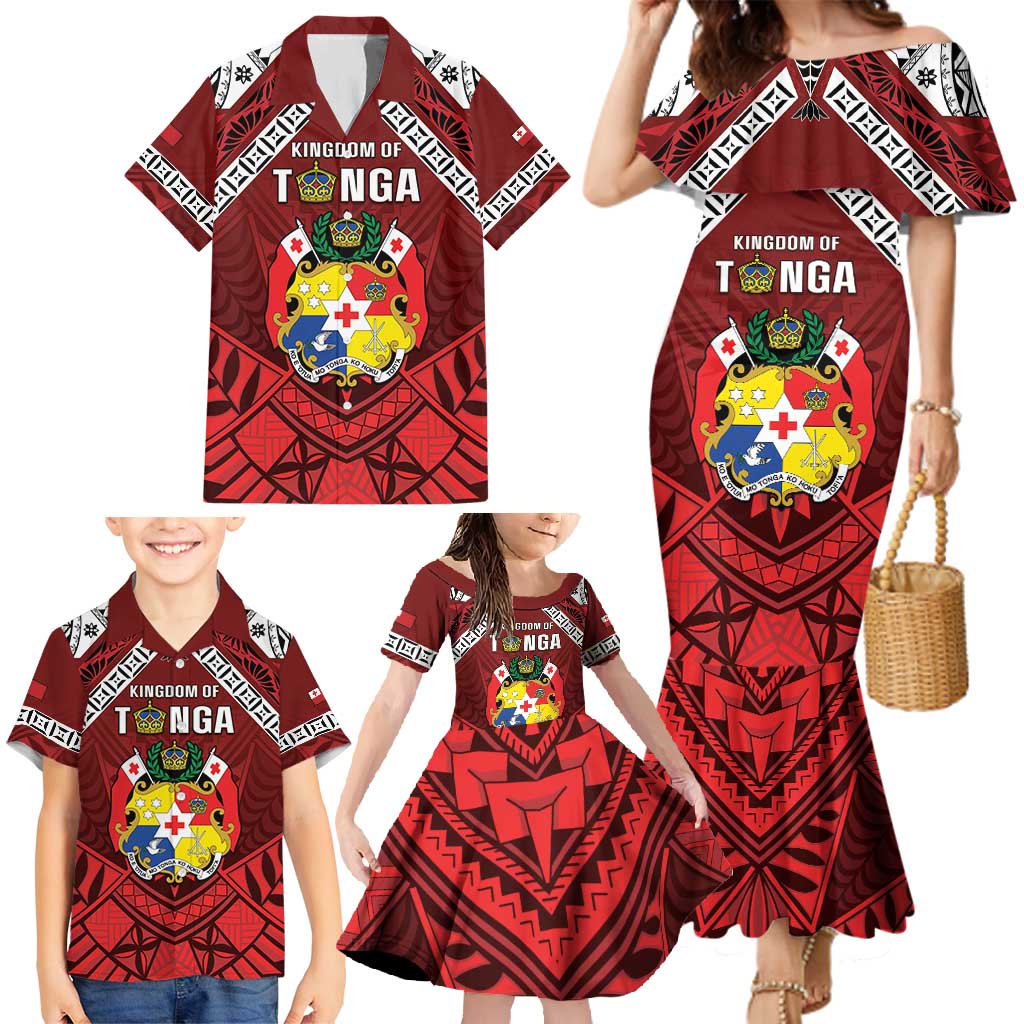 Tonga Emancipation Day Family Matching Mermaid Dress and Hawaiian Shirt Tongan Kupesi Pattern