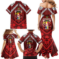 Tonga Emancipation Day Family Matching Mermaid Dress and Hawaiian Shirt Tongan Kupesi Pattern