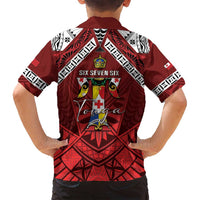 Tonga Emancipation Day Family Matching Off Shoulder Short Dress and Hawaiian Shirt Tongan Kupesi Pattern