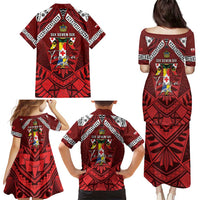 Tonga Emancipation Day Family Matching Puletasi and Hawaiian Shirt Tongan Kupesi Pattern LT05 - Polynesian Pride
