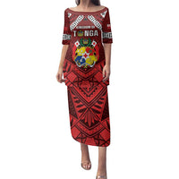 Tonga Emancipation Day Family Matching Puletasi and Hawaiian Shirt Tongan Kupesi Pattern LT05 Mom's Dress Red - Polynesian Pride