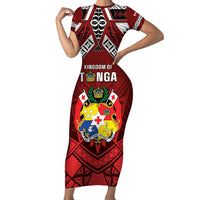 Tonga Emancipation Day Family Matching Short Sleeve Bodycon Dress and Hawaiian Shirt Tongan Kupesi Pattern