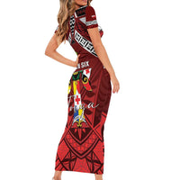 Tonga Emancipation Day Family Matching Short Sleeve Bodycon Dress and Hawaiian Shirt Tongan Kupesi Pattern