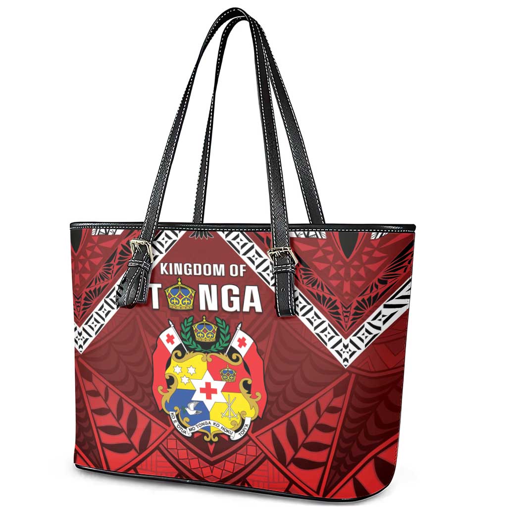 Tonga Emancipation Day Leather Tote Bag Tongan Kupesi Pattern