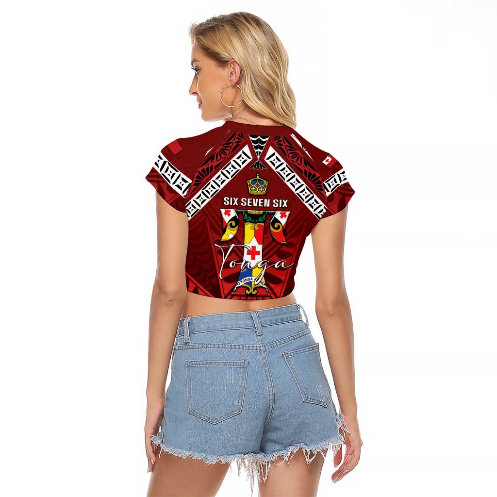 Tonga Emancipation Day Raglan Cropped T Shirt Tongan Kupesi Pattern