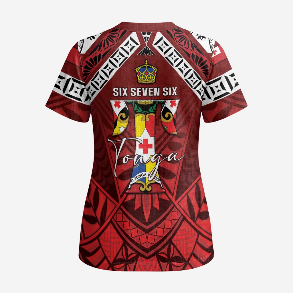 Tonga Emancipation Day Scrub Top Tongan Kupesi Pattern LT05 - Polynesian Pride