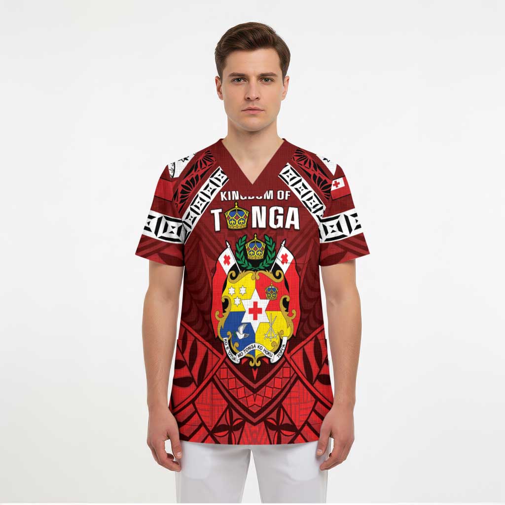 Tonga Emancipation Day Scrub Top Tongan Kupesi Pattern LT05 - Polynesian Pride