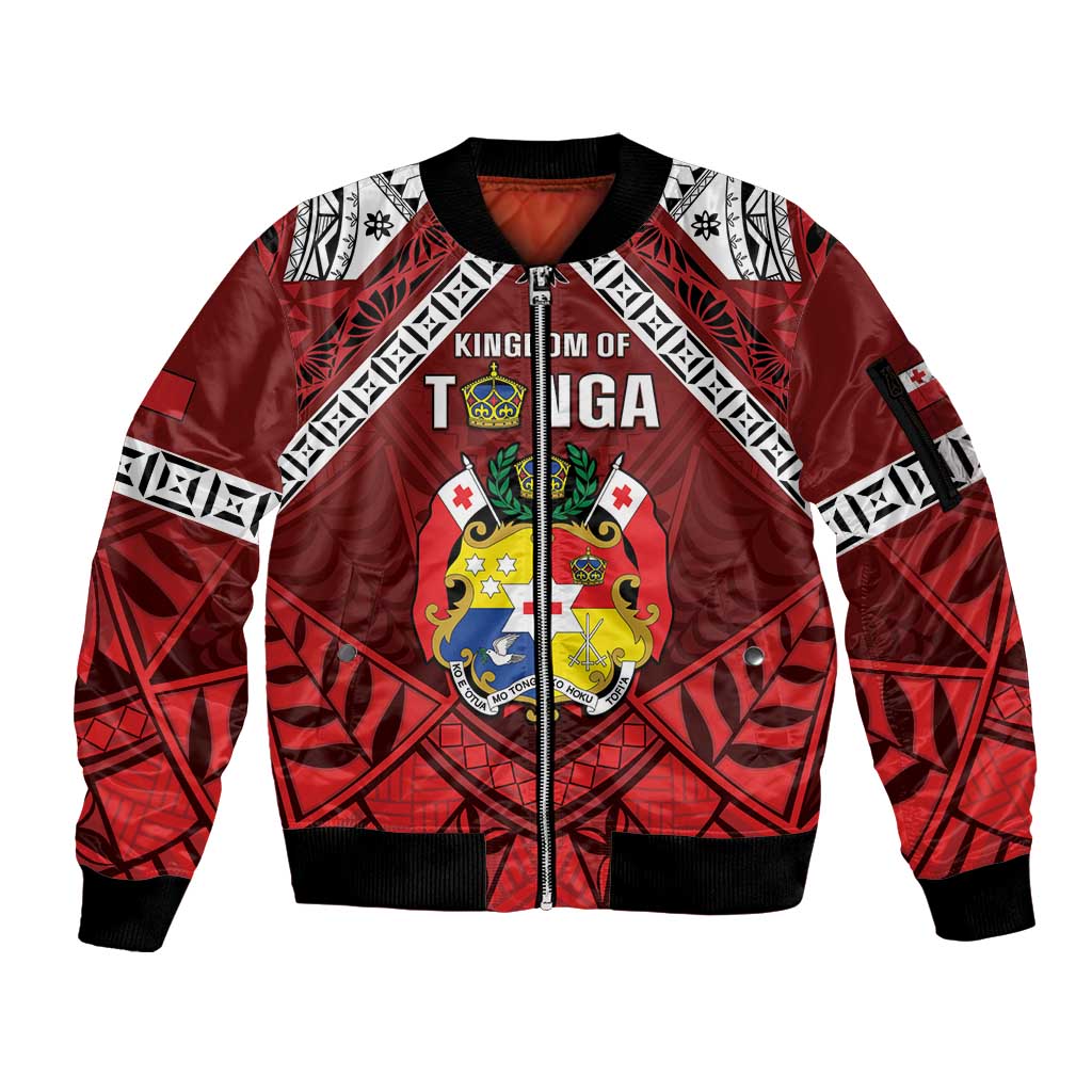 Tonga Emancipation Day Sleeve Zip Bomber Jacket Tongan Kupesi Pattern