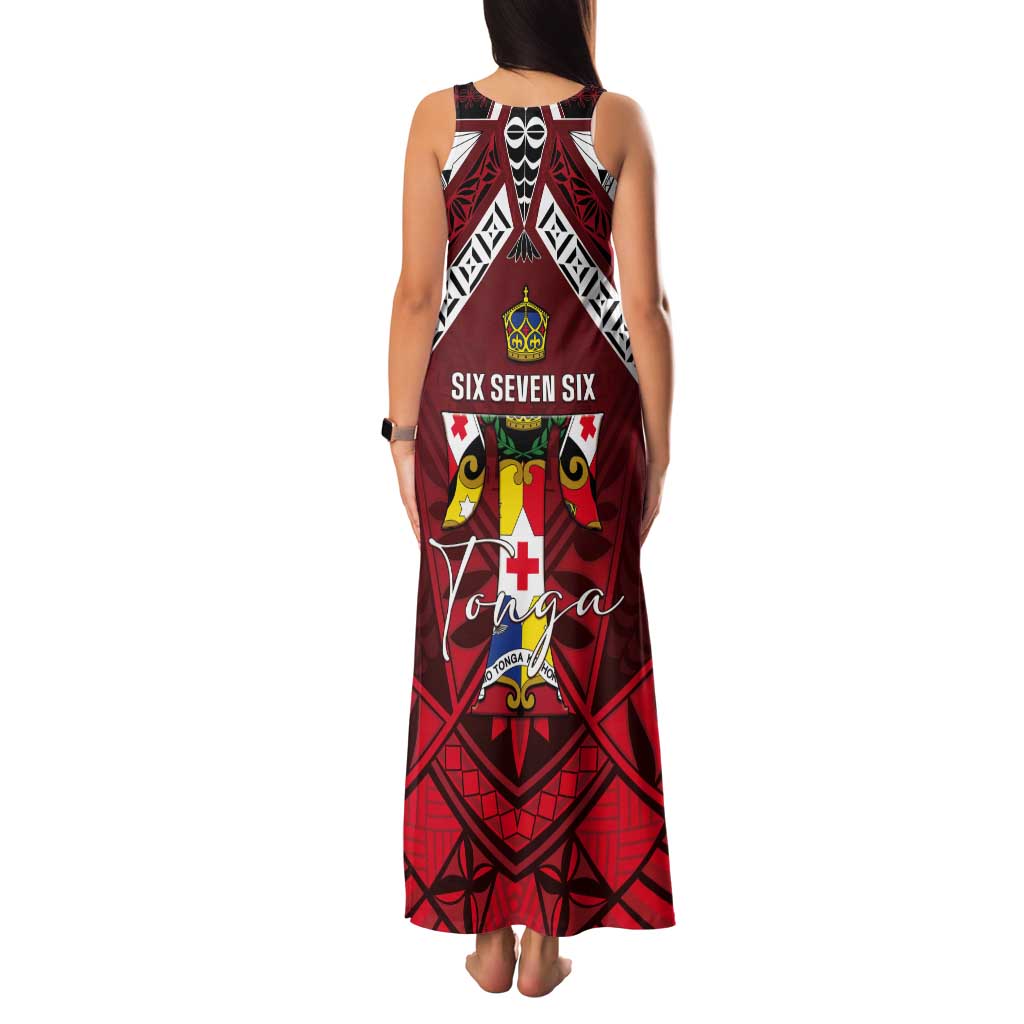 Tonga Emancipation Day Tank Maxi Dress Tongan Kupesi Pattern