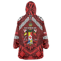 Tonga Emancipation Day Wearable Blanket Hoodie Tongan Kupesi Pattern