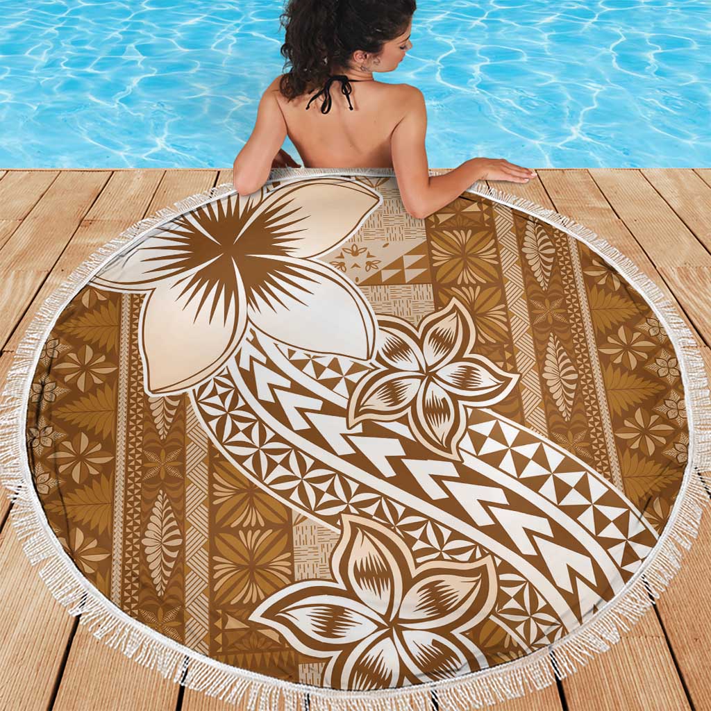 Tonga Kupesi Ngatu Beach Blanket Vintage Brown Plumeria