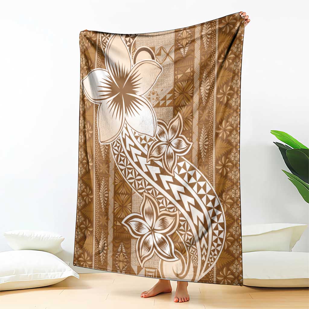 Tonga Kupesi Ngatu Blanket Vintage Brown Plumeria
