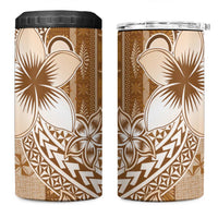 Tonga Kupesi Ngatu 4 in 1 Can Cooler Tumbler Vintage Brown Plumeria