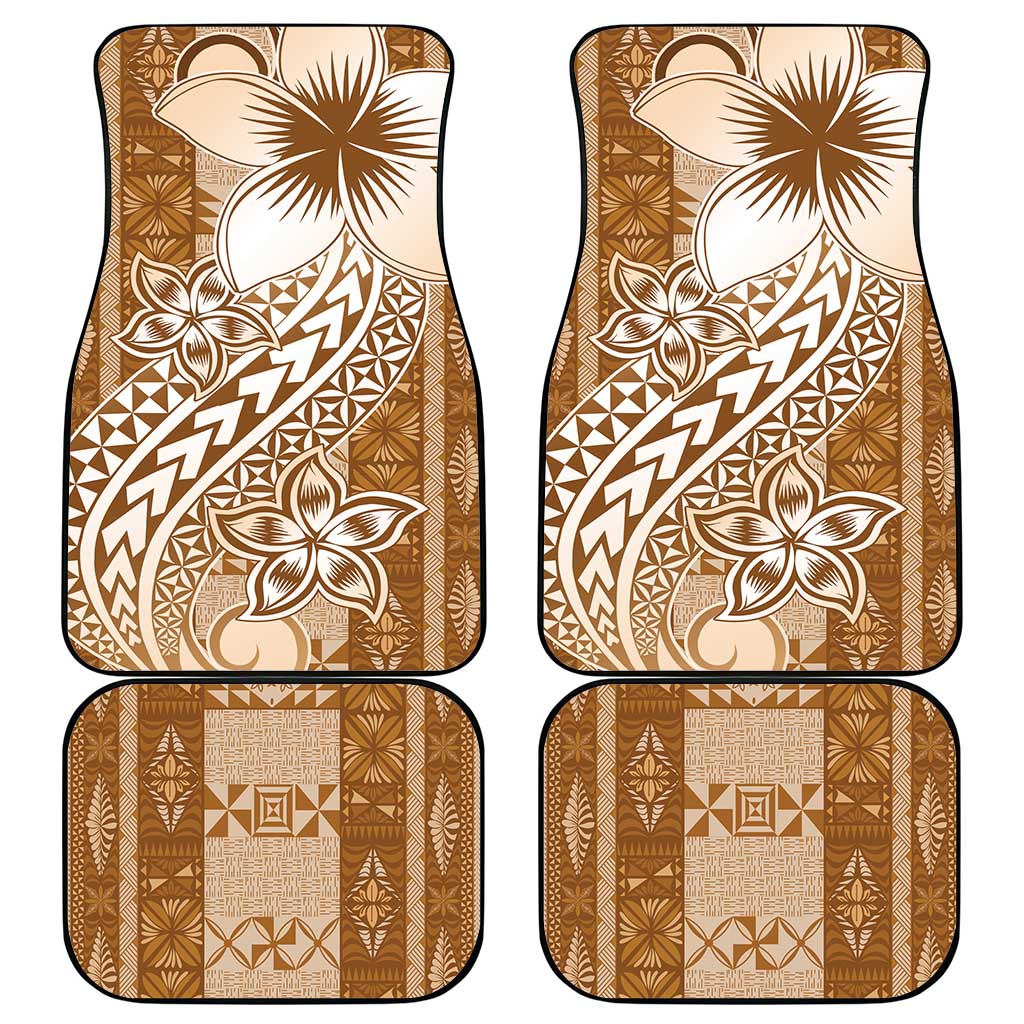 Tonga Kupesi Ngatu Car Mats Vintage Brown Plumeria