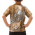 Tonga Kupesi Ngatu Family Matching Off Shoulder Short Dress and Hawaiian Shirt Vintage Brown Plumeria