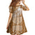 Tonga Kupesi Ngatu Family Matching Off Shoulder Short Dress and Hawaiian Shirt Vintage Brown Plumeria