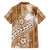 Tonga Kupesi Ngatu Family Matching Off Shoulder Short Dress and Hawaiian Shirt Vintage Brown Plumeria