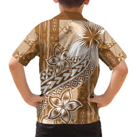 Tonga Kupesi Ngatu Family Matching Summer Maxi Dress and Hawaiian Shirt Vintage Brown Plumeria