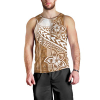 Tonga Kupesi Ngatu Men Tank Top Vintage Brown Plumeria