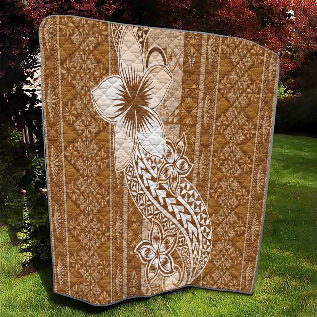 Tonga Kupesi Ngatu Quilt Vintage Brown Plumeria