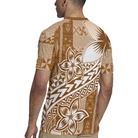 Tonga Kupesi Ngatu Rugby Jersey Vintage Brown Plumeria