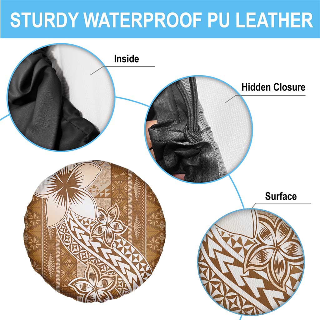 Tonga Kupesi Ngatu Spare Tire Cover Vintage Brown Plumeria