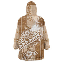 Tonga Kupesi Ngatu Wearable Blanket Hoodie Vintage Brown Plumeria