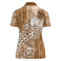 Tonga Kupesi Ngatu Women Polo Shirt Vintage Brown Plumeria