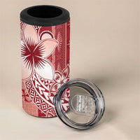 Tonga Kupesi Ngatu 4 in 1 Can Cooler Tumbler Vintage Red Plumeria