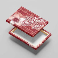 Tonga Kupesi Ngatu Canvas Wall Art Vintage Red Plumeria