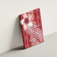 Tonga Kupesi Ngatu Canvas Wall Art Vintage Red Plumeria