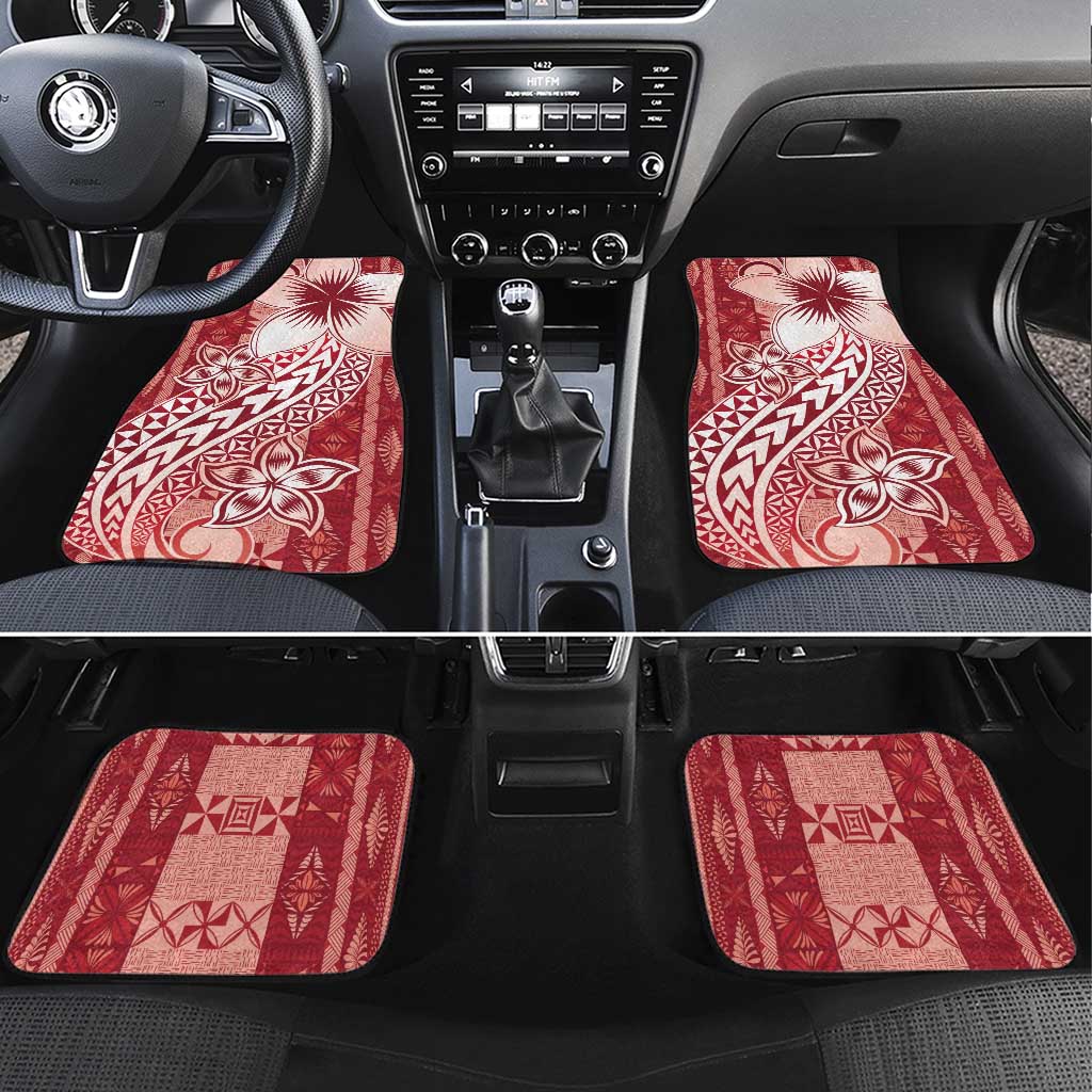 Tonga Kupesi Ngatu Car Mats Vintage Red Plumeria